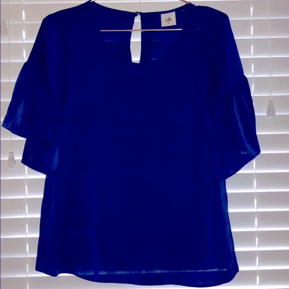 Blue Cabi ruffle sleeve blouse